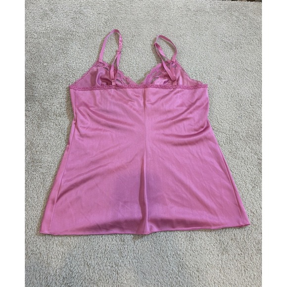 Vanity Fair Vintage Lace Trim Cami Top Women's Size 32 Purple Nylon Y2K Babydoll - Picture 12 of 12